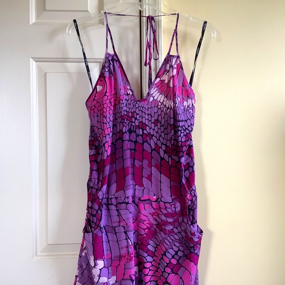 Charlie Jade Silk Romper Shorts Purple Pink SZ L - Picture 1 of 16